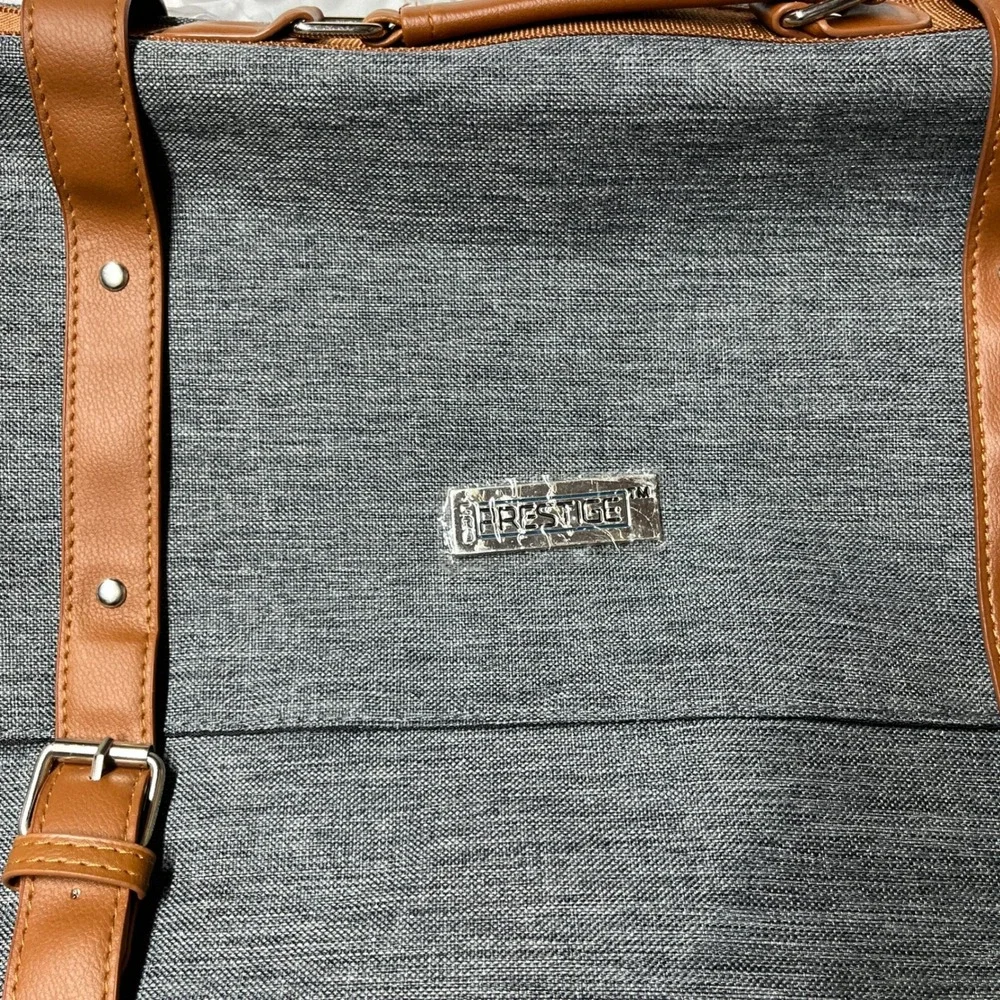 Prestige 20x13 Grey Messenger Bag Faux Leather Adjustable Strap Handles READ‎